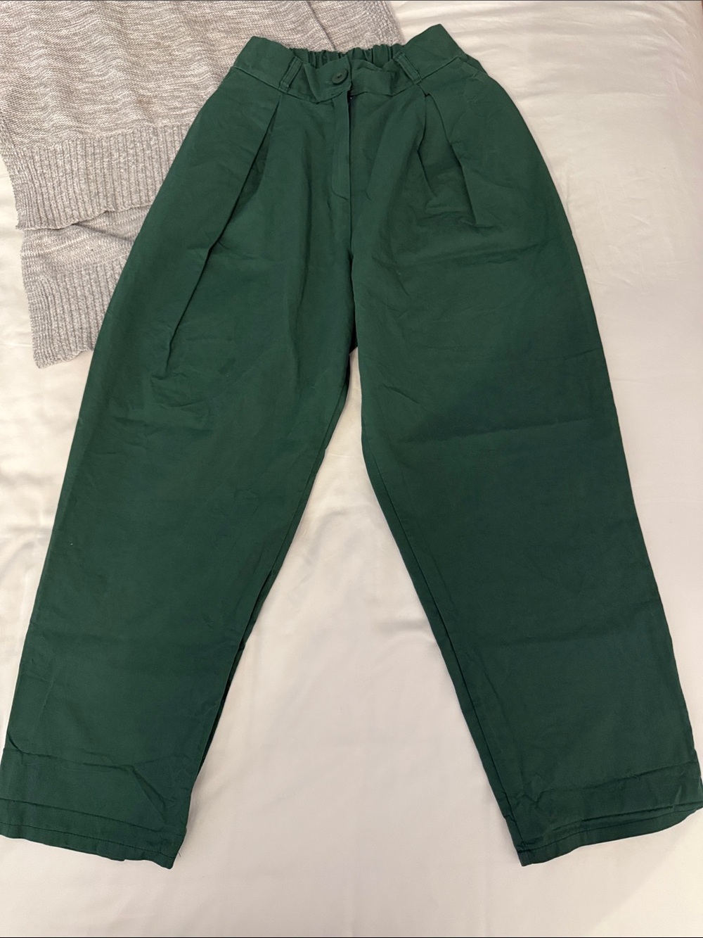 High-Waist Forest Green Tapered Women's Pants